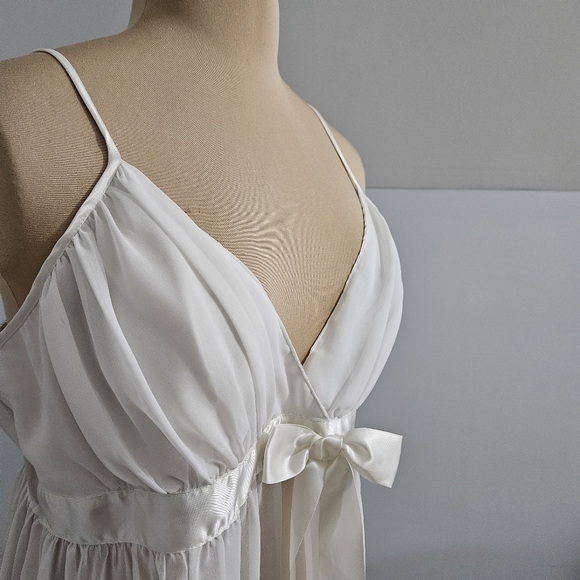 Vintage White Satin Babydoll Nightgown XL Lingerie Sleepwear Bridal Coquette - Picture 8 of 15